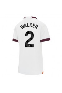 Manchester City Kyle Walker #2 Jalkapallovaatteet Naisten Vieraspaita 2023-24 Lyhythihainen